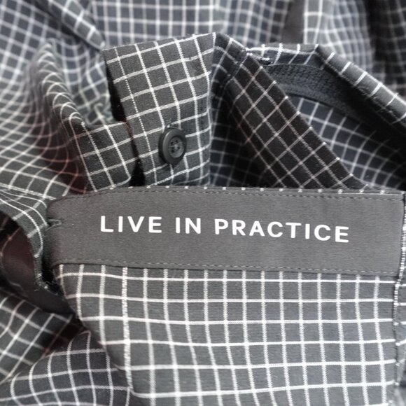 Lululemon Shirt Medium Black Plaid Short Sleeve Grid Light - Picture 2 of 7